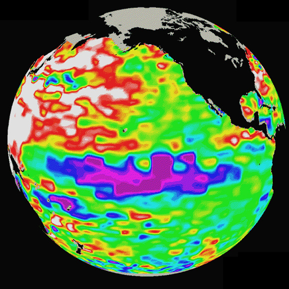 Forr�s: TOPEX/Poseidon Team, CNES, JPL, NASA